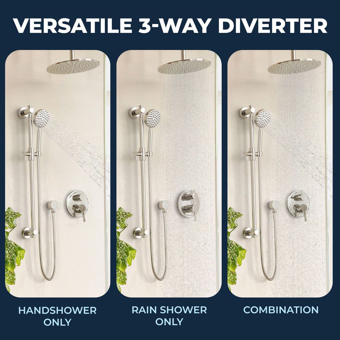 3-way Diverter 2-Handle Valve and Trim Brushed Gold  - The Shower Head Store