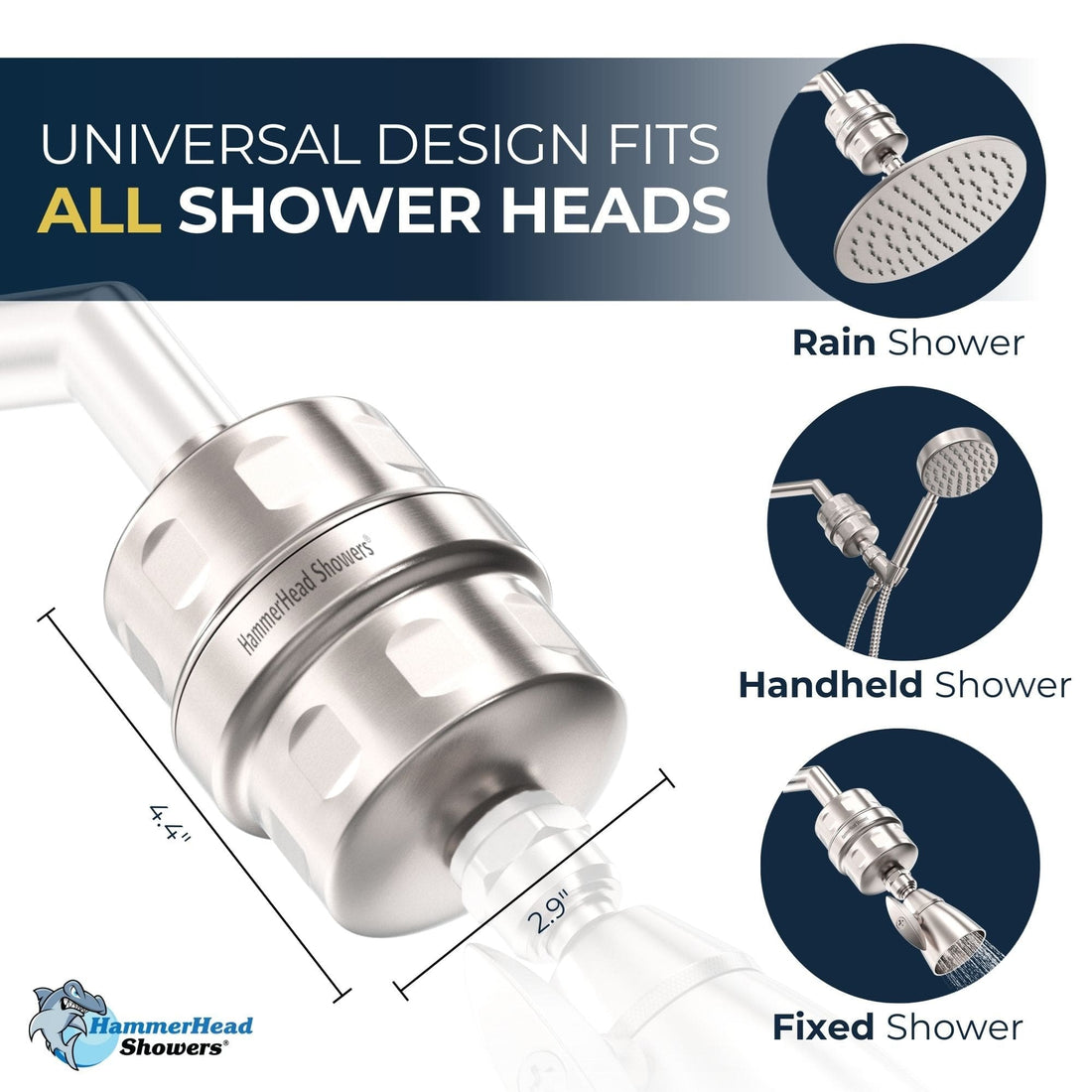 Universal Design Inline Shower  Filter Brushed Nickel  - The Shower Head Store