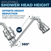 All Metal Shower Head Filter with Adjustable Shower Arm Extension