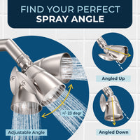 Perfect Spray Angle All Metal 2-Inch High Pressure Shower Head Set - Complete Shower System with Valve and Trim Brushed Nickel  / 2.5 - The Shower Head Store