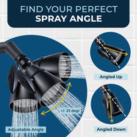 Perfect Spray Angle All Metal 2-Inch High Pressure Shower Head Set - Complete Shower System with Valve and Trim Matte Black  / 2.5 - The Shower Head Store