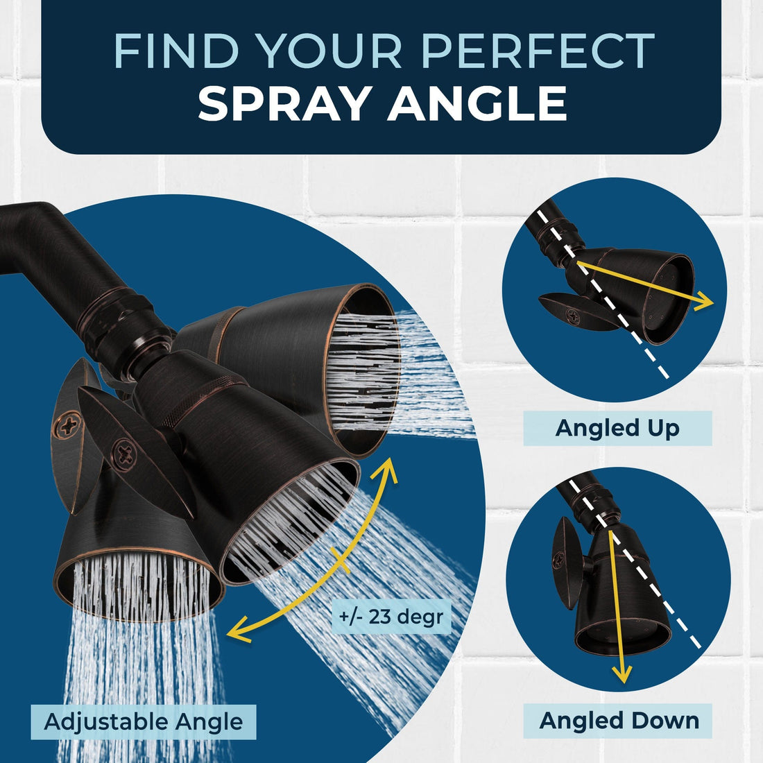 Perfect Spray Angle All Metal 2-Inch High Pressure Shower Head Set - Complete Shower System with Valve and Trim Oil Rubbed Bronze  / 2.5 - The Shower Head Store