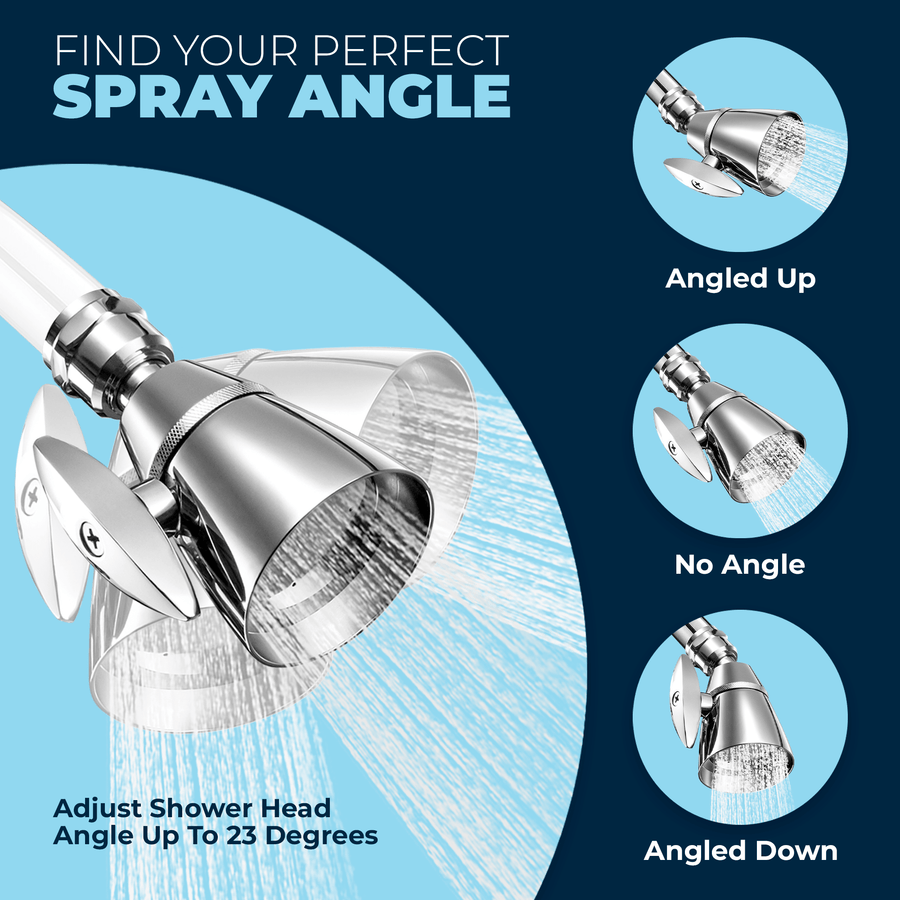 Perfect Spray Angle All Metal 2-Inch High Pressure Shower Head Set - Complete Shower System with Valve and Trim Chrome / 1.75 - The Shower Head Store