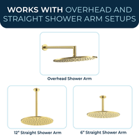 Compatibility 12 Inch Rain Shower Head Brushed Gold / 2.5 - The Shower Head Store