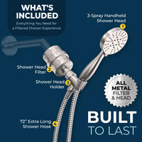 Built to Last All Metal Shower Head Filter with 3-Spray Handheld Shower Head Set Brushed Nickel / 2.5 - The Shower Head Store