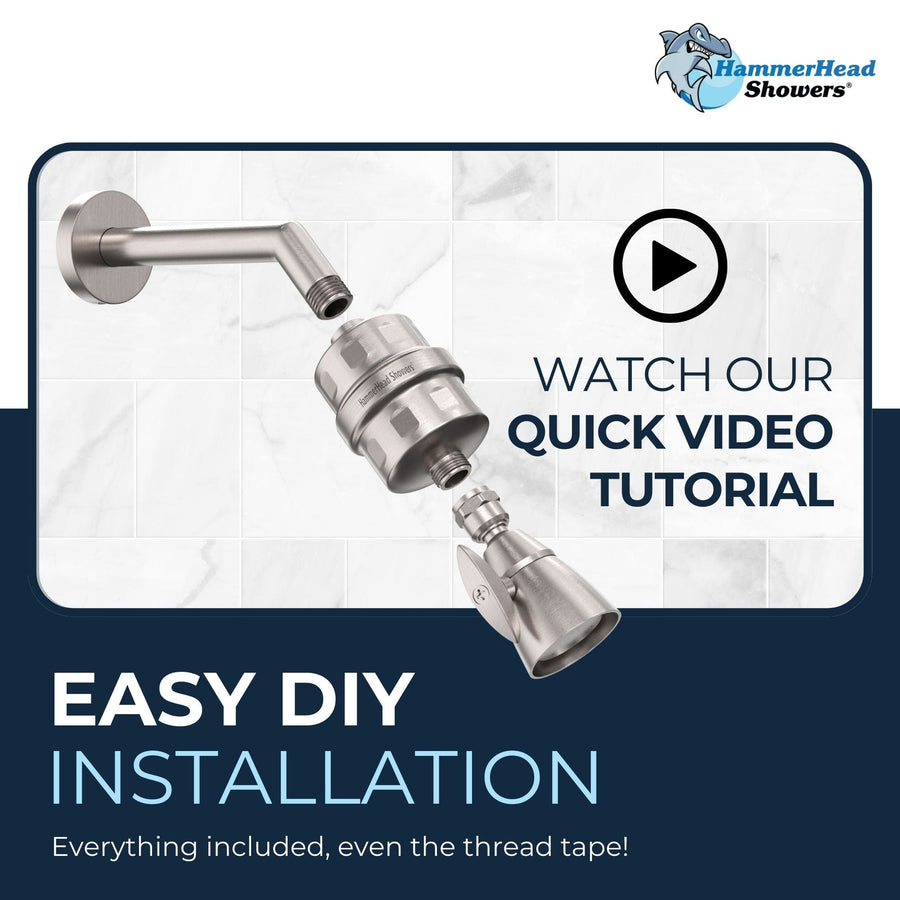 Easy DIY Installation Inline Shower  Filter Brushed Nickel  - The Shower Head Store