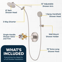 Inclusions All Metal Dual Shower Head with Adjustable Arm and Shower Head Wall Mount with Valve and Trim Brushed Nickel / 2.5 - The Shower Head Store