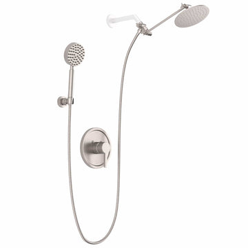 Main Image All Metal Dual Shower Head with Adjustable Arm and Shower Head Wall Mount with Valve and Trim Brushed Nickel  / 2.5 - The Shower Head Store