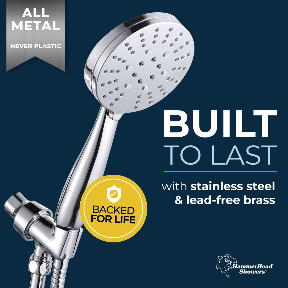 Built to Last 3 Spray Settings for Handheld Shower Head Massage Wide and Mist Spray 1.8 / Chrome - The Shower Head Store