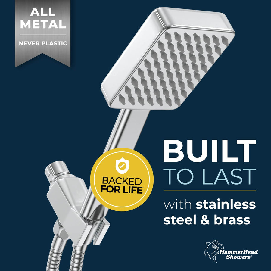 Built to Last Handheld Square Shower Head Set Chrome / 2.5 - The Shower Head Store