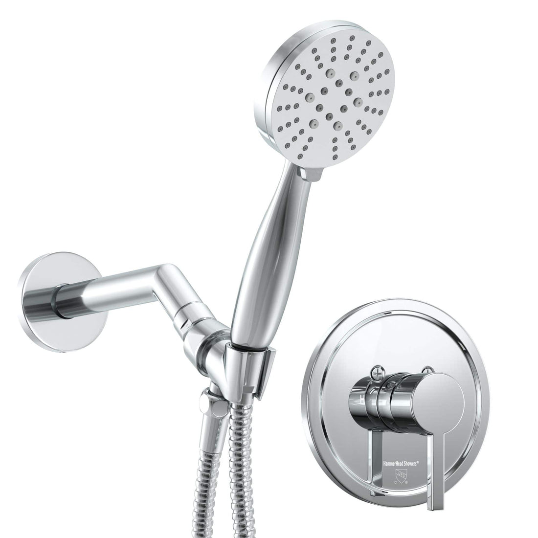 Main Image 3-Spray Handheld Shower Head Set with Valve and Trim Chrome / 2.5 - The Shower Head Store