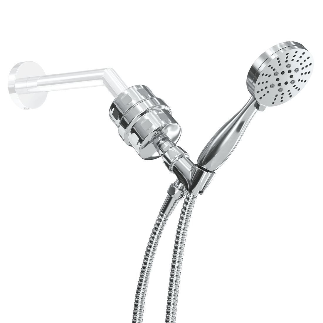 All Metal Shower Head Filter with 3-Spray Handheld Shower Head Set – High Pressure – 2.5 GPM