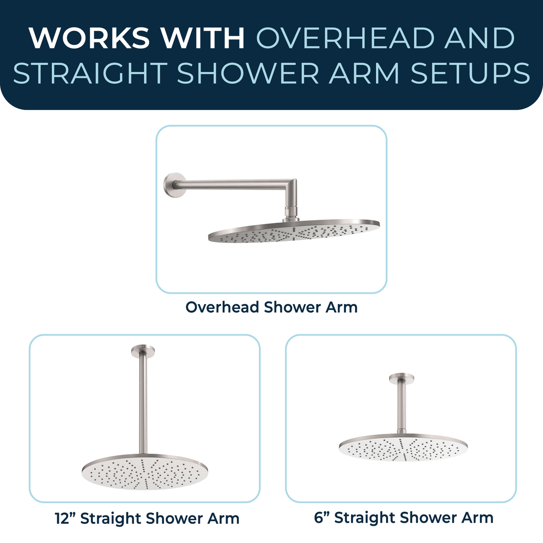 Compatibility 12 Inch Rain Shower Head Brushed Nickel / 2.5 - The Shower Head Store