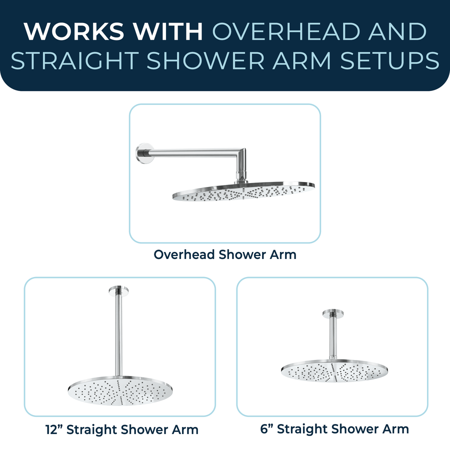 Compatibility 12 Inch Rain Shower Head Chrome/ 2.5 - The Shower Head Store