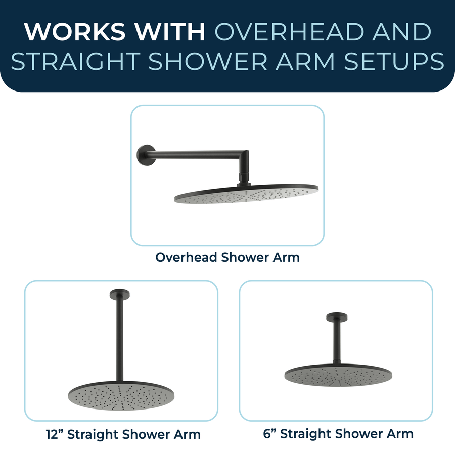 Compatibility 12 Inch Rain Shower Head Matte Black / 2.5 - The Shower Head Store