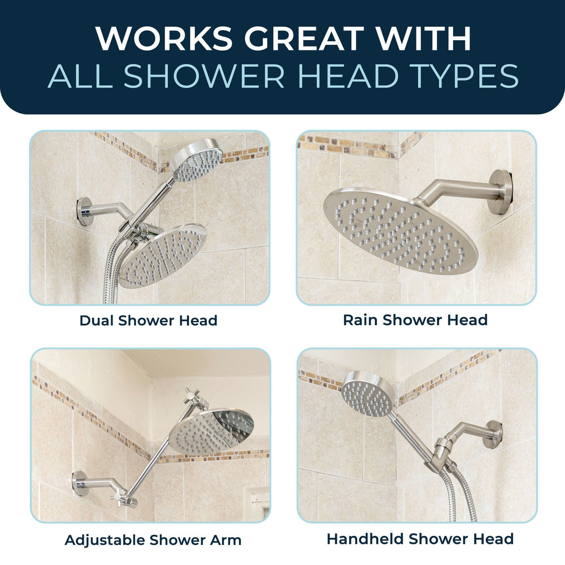 Compatibility All Metal 7" Shower Arm Brushed Nickel - The Shower Head Store