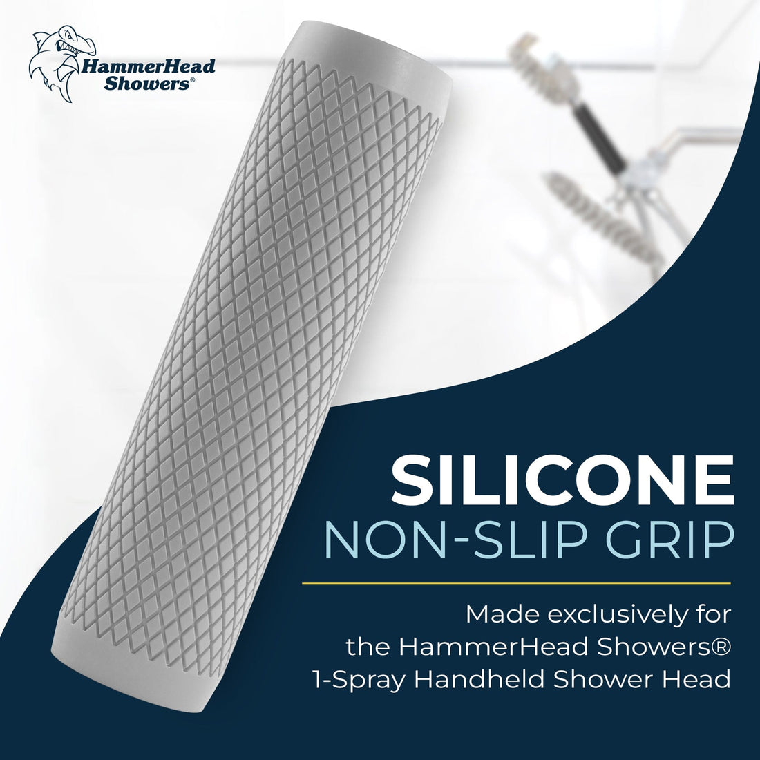 Shark Skin Grip For 1-spray Handheld Shower Head – Slip-free Grip