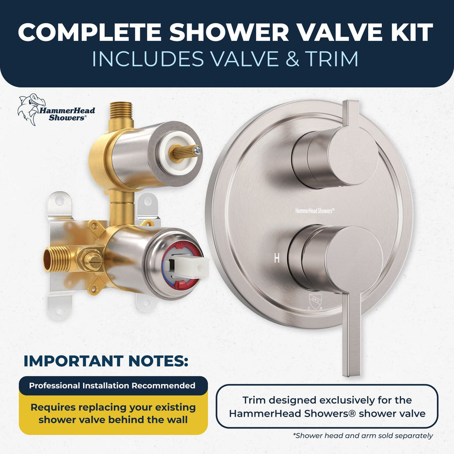 Complete Kit 2-Handle Valve and Trim Brushed Nickel - The Shower Head Store