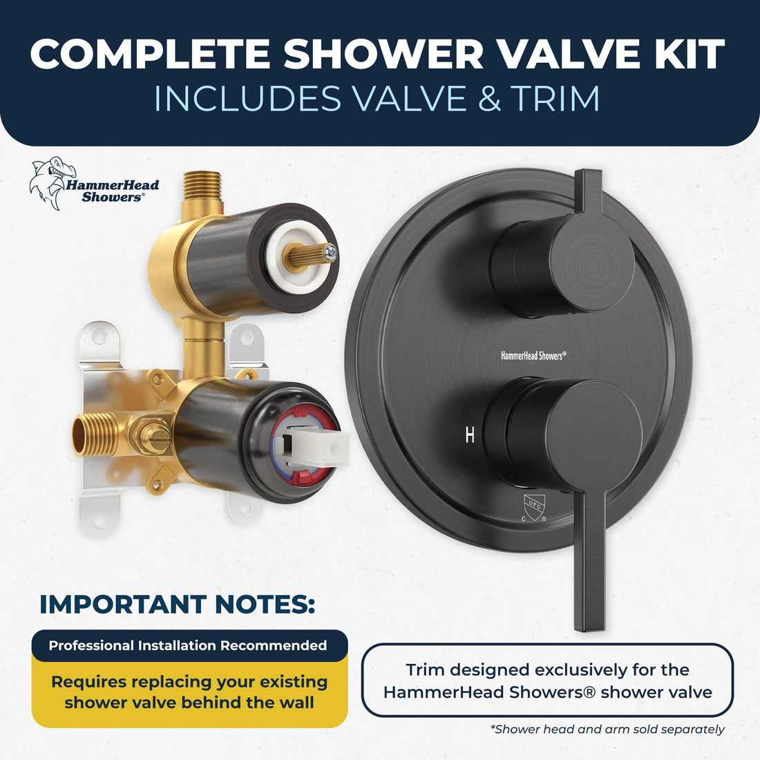 Volume and Temperature Control 2-Handle Valve and Trim Oil Rubbed Bronze  - The Shower Head Store