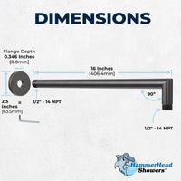 Arm Dimensions 12 Inch Rain Shower Head with Arm Oil Rubbed Bronze / 2.5 - The Shower Head Store