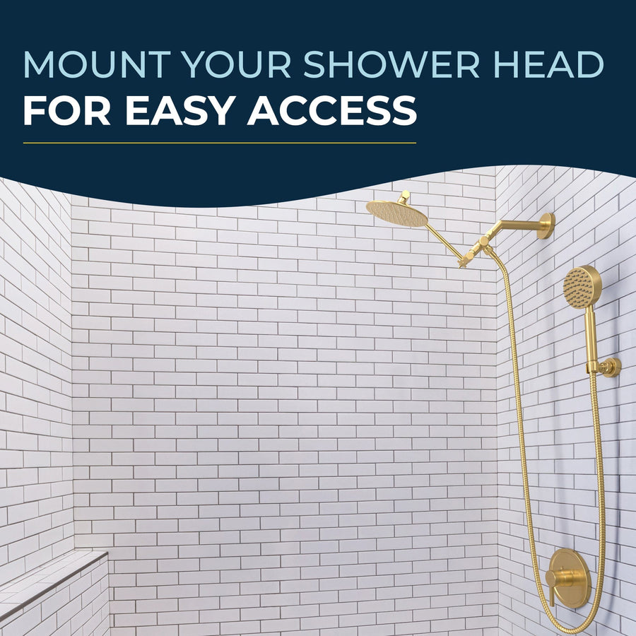 Easy Access Wall Mount Holder Brushed Gold - The Shower Head Store