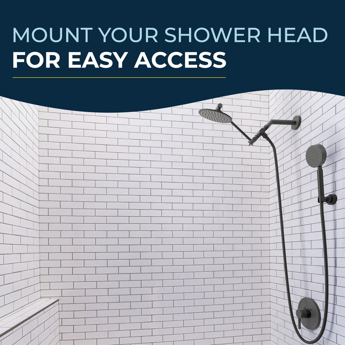 Easy Access Wall Mount Holder Matte Black - The Shower Head Store