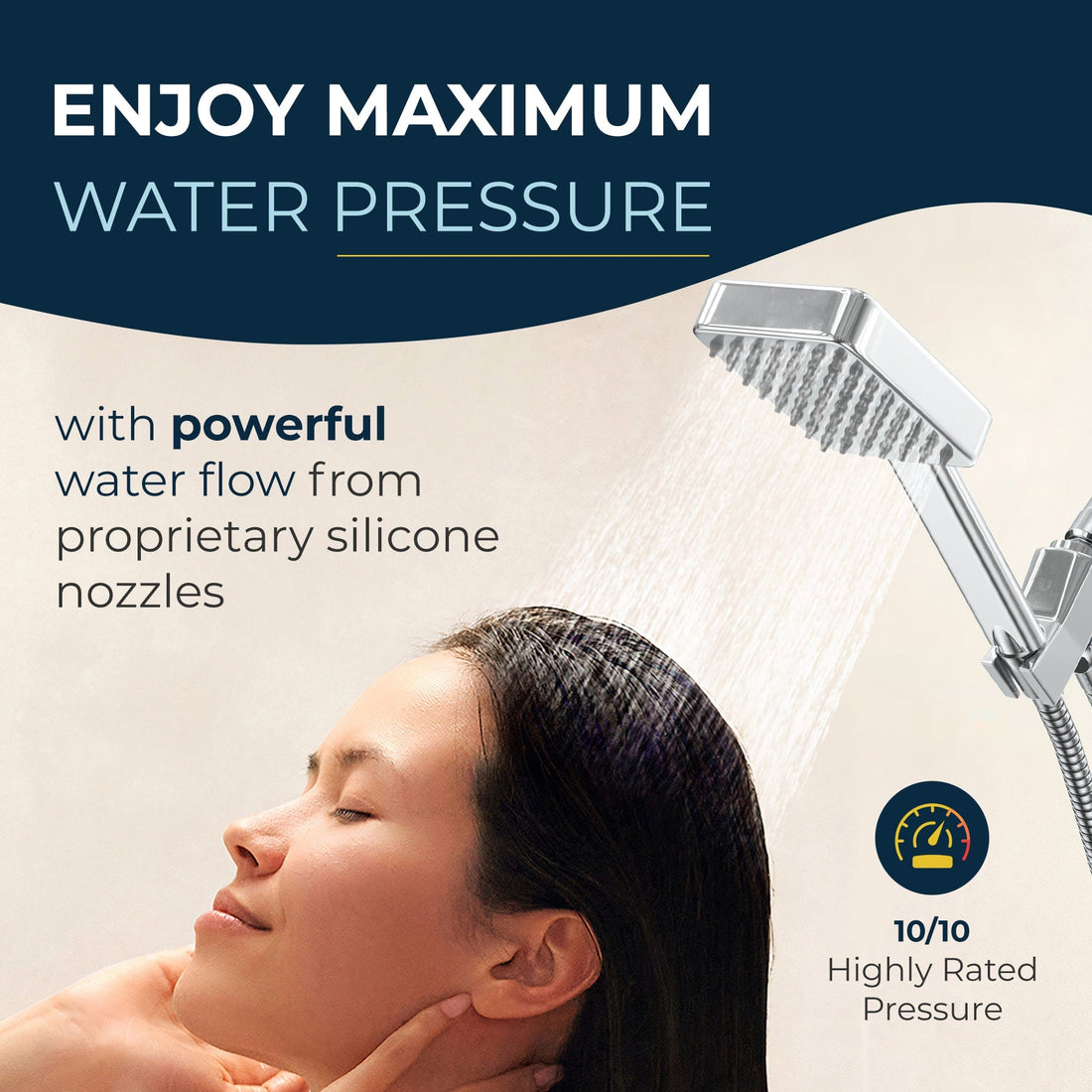 Maximum Water Pressure Handheld Square Shower Head Set Chrome / 2.5 - The Shower Head Store