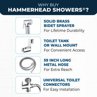 Features HammerHead Showers Metal Handheld Bidet Sprayer (Chrome)
