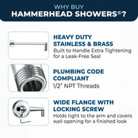 Features J-Shaped Overhead Shower Arm Chrome - The Shower Head Store