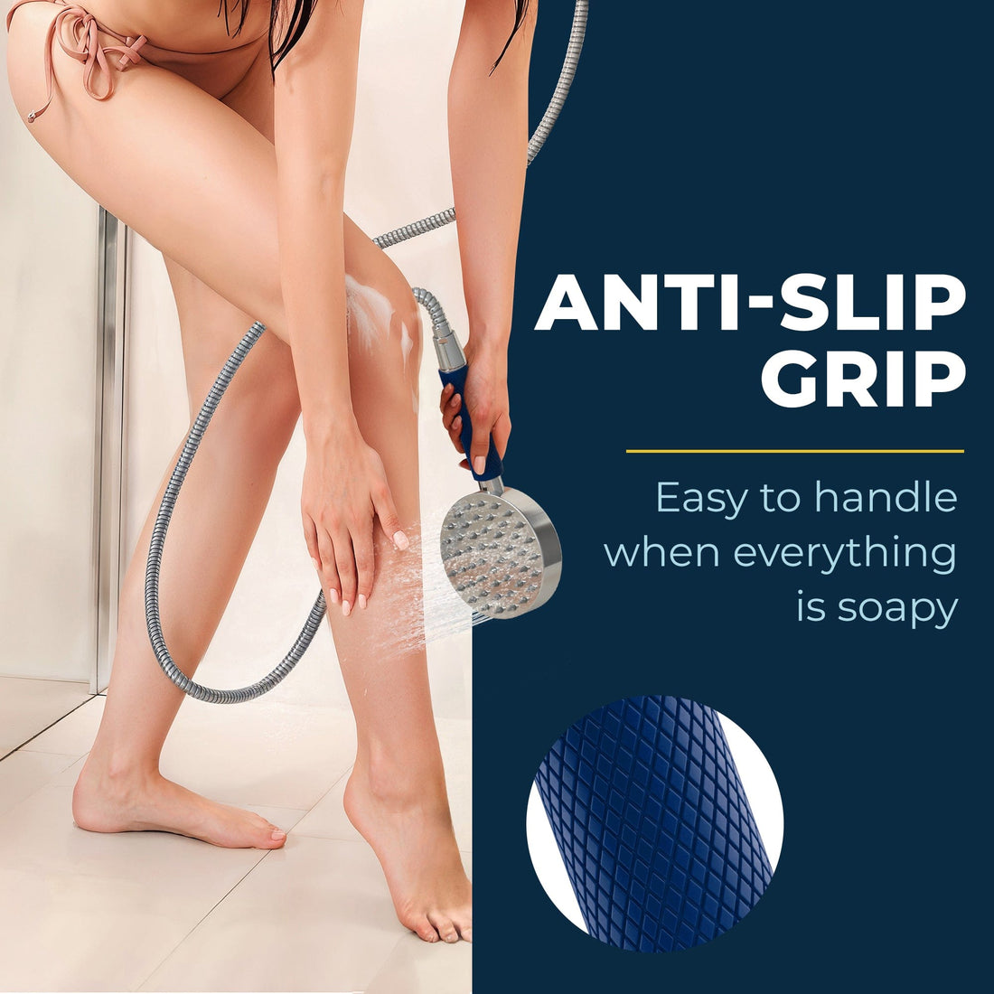 Shark Skin Grip For 1-spray Handheld Shower Head – Slip-free Grip