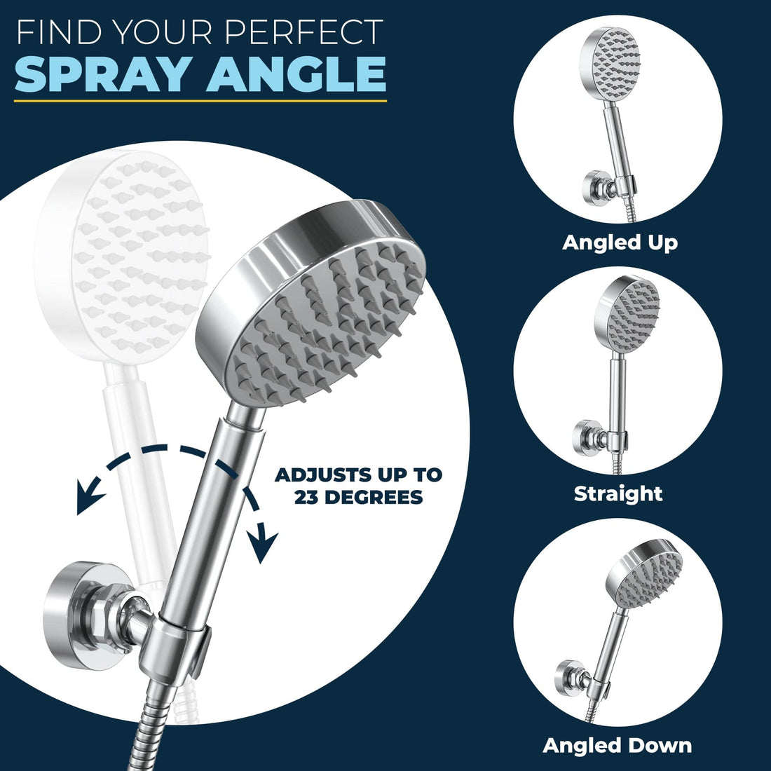 Spray Angle All Metal Dual Shower Head with Adjustable Arm and Shower Head Wall Mount with Valve and Trim Chrome/ 2.5 - The Shower Head Store