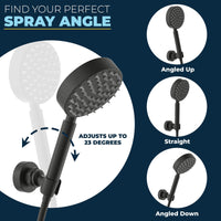 Spray Angle All Metal Dual Shower Head with Adjustable Arm and Shower Head Wall Mount with Valve and Trim Matte Black / 2.5 - The Shower Head Store