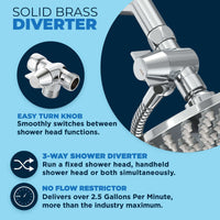 Diverter 1-Spray Dual Shower Head with Adjustable Arm and Shower Head Wall Mount Chrome/ 2.5 - The Shower Head Store