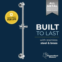 Built to Last All Metal Shower Slide Bar for Hand Held Shower Heads, Chrome, Adjustable Height Rail - The Shower Head Store