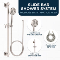 Everything You Need ALL Metal Shower Slide Bar with Hand Held Shower Head & Hose Brushed Nickel - The Shower Head Store