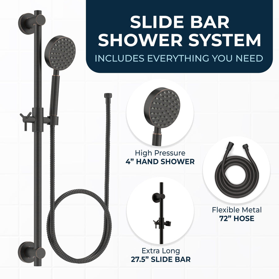 Everything You Need ALL Metal Shower Slide Bar with Hand Held Shower Head & Hose Oil Rubbed Bronze - The Shower Head Store