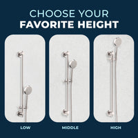 Adjustable Height ALL Metal Shower Slide Bar with Hand Held Shower Head & Hose Brushed Nickel - The Shower Head Store