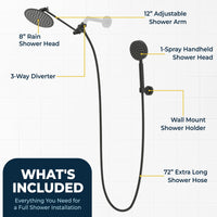 Inclusions 1-Spray Dual Shower Head with Adjustable Arm and Shower Head Wall Mount Matte Black / 2.5 - The Shower Head Store