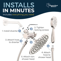 Installs in Minutes 3-Spray Dual Shower Head Brushed Nickel  / 1.75 - The Shower Head Store