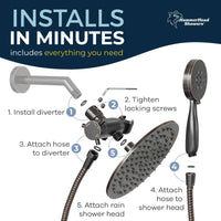 Installs in Minutes 3-Spray Dual Shower Head Oil Rubbed Bronze  / 1.75 - The Shower Head Store