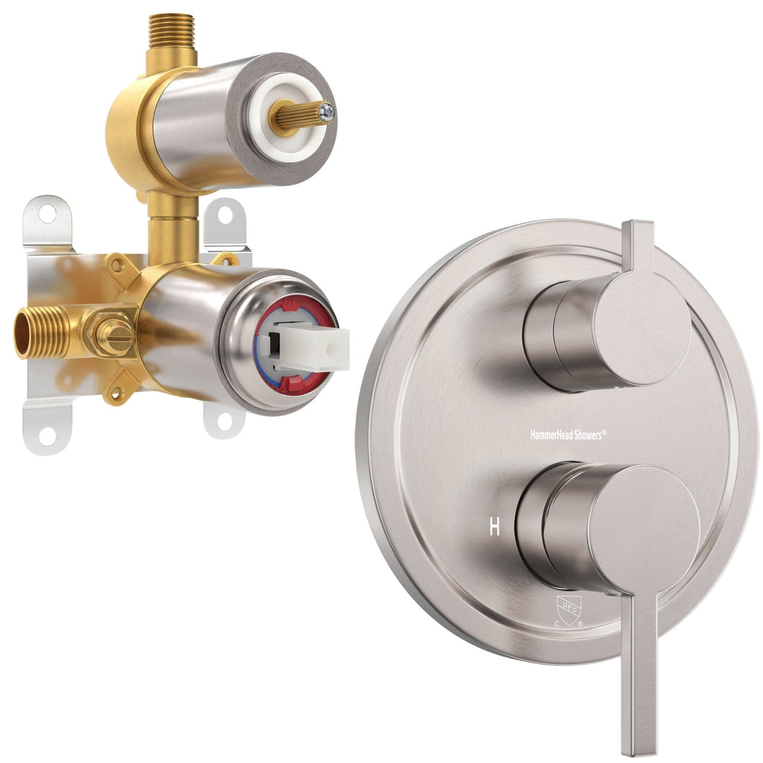 Main Image 2-Handle Valve and Trim Brushed Nickel  - The Shower Head Store