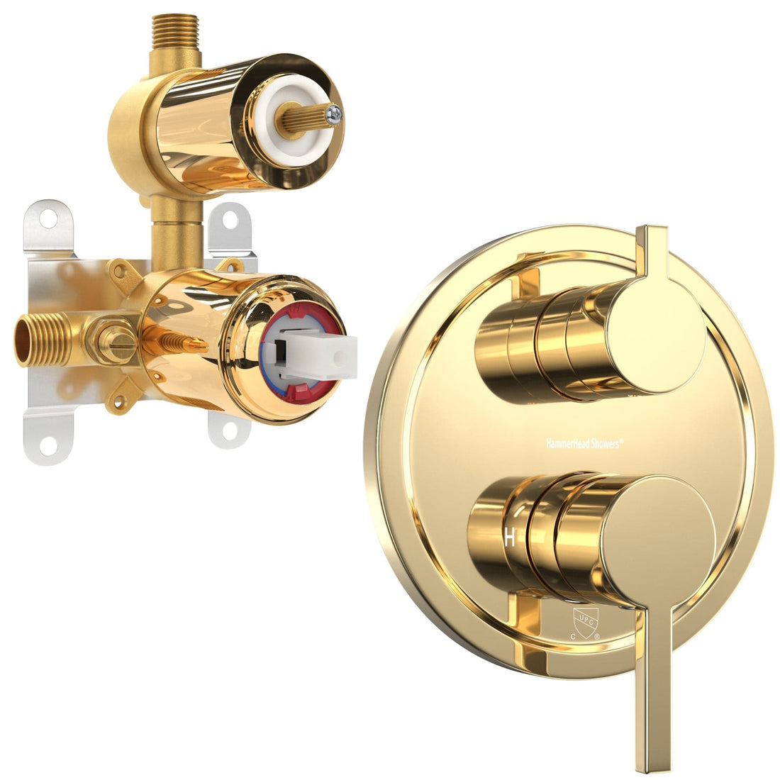 Main Image 2-Handle Valve and Trim Polished Brass  - The Shower Head Store