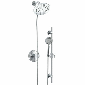 Main Image All Metal Dual Shower Head with Slide Bar Set - Complete Shower System with Valve and Trim Chrome / 2.5 - The Shower Head Store