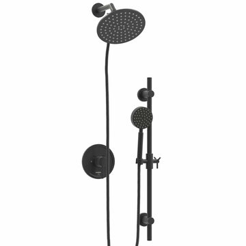 Main Image All Metal Dual Shower Head with Slide Bar Set - Complete Shower System with Valve and Trim Matte Black  / 2.5 - The Shower Head Store