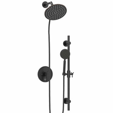 Main Image All Metal Dual Shower Head with Slide Bar Set - Complete Shower System with Valve and Trim Oil Rubbed Bronze  / 2.5 - The Shower Head Store