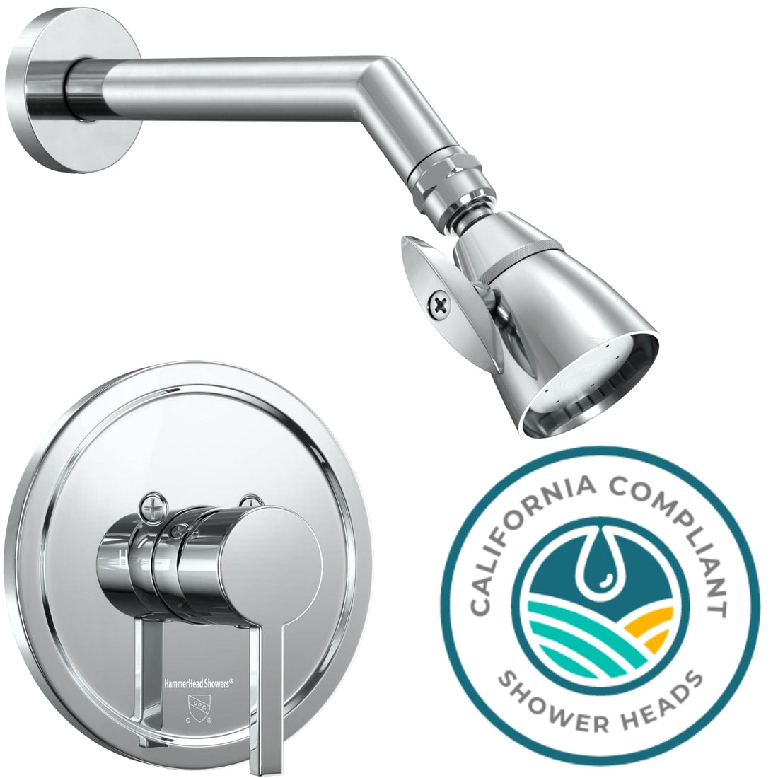 Main Image All Metal 2-Inch High Pressure Shower Head Set - Complete Shower System with Valve and Trim Chrome / 1.75 - The Shower Head Store