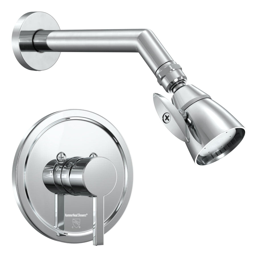 Main Image All Metal 2-Inch High Pressure Shower Head Set - Complete Shower System with Valve and Trim Chrome / 2.5 - The Shower Head Store