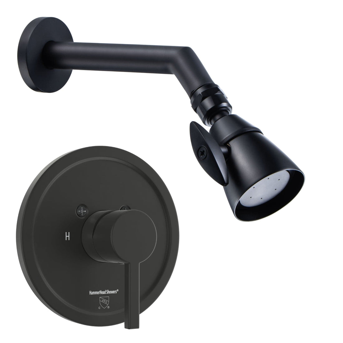 Main Image All Metal 2-Inch High Pressure Shower Head Set - Complete Shower System with Valve and Trim Matte Black  / 2.5 - The Shower Head Store