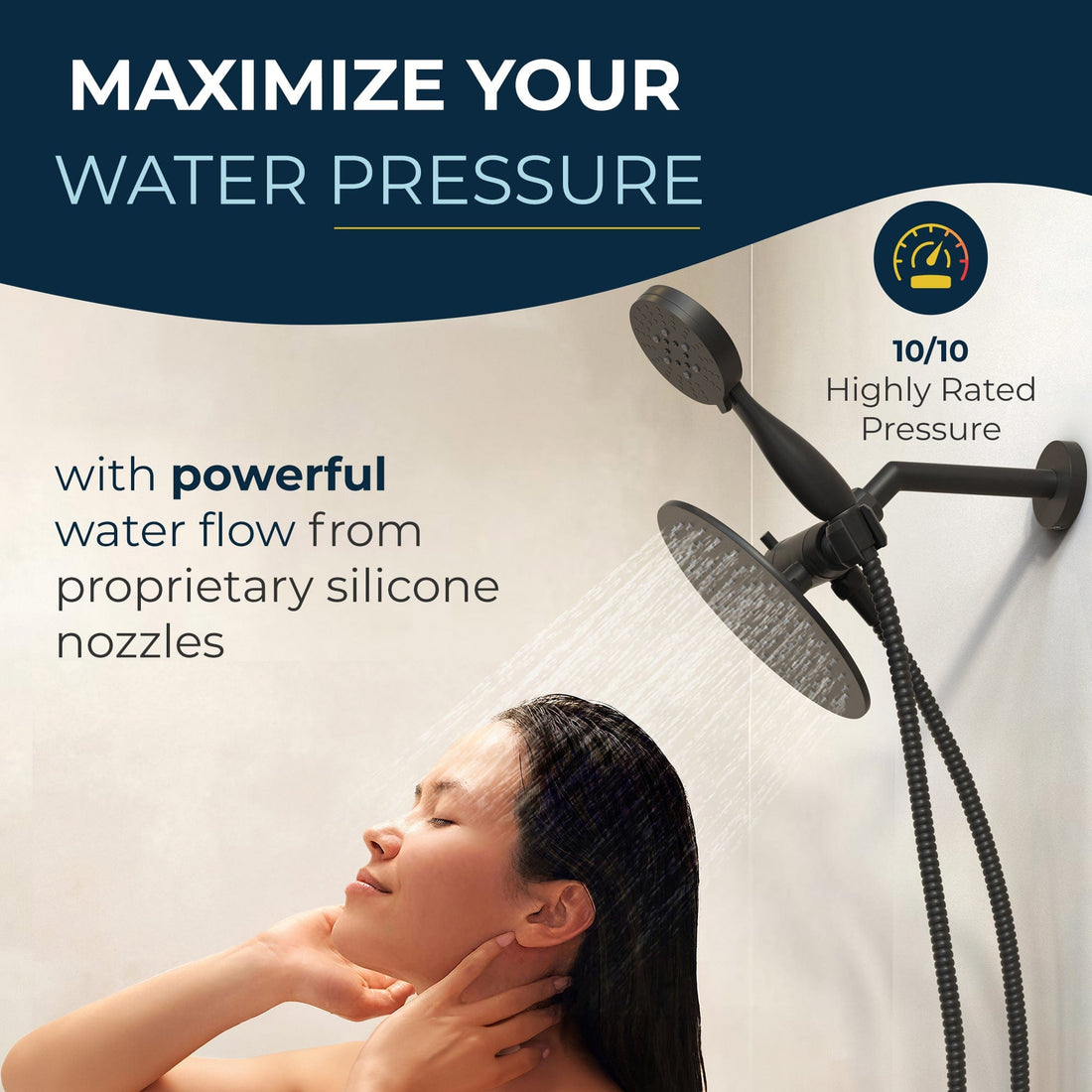 Maximize Your  Water  Pressure 3-Spray Dual Shower Head Matte Black / 1.75 - The Shower Head Store