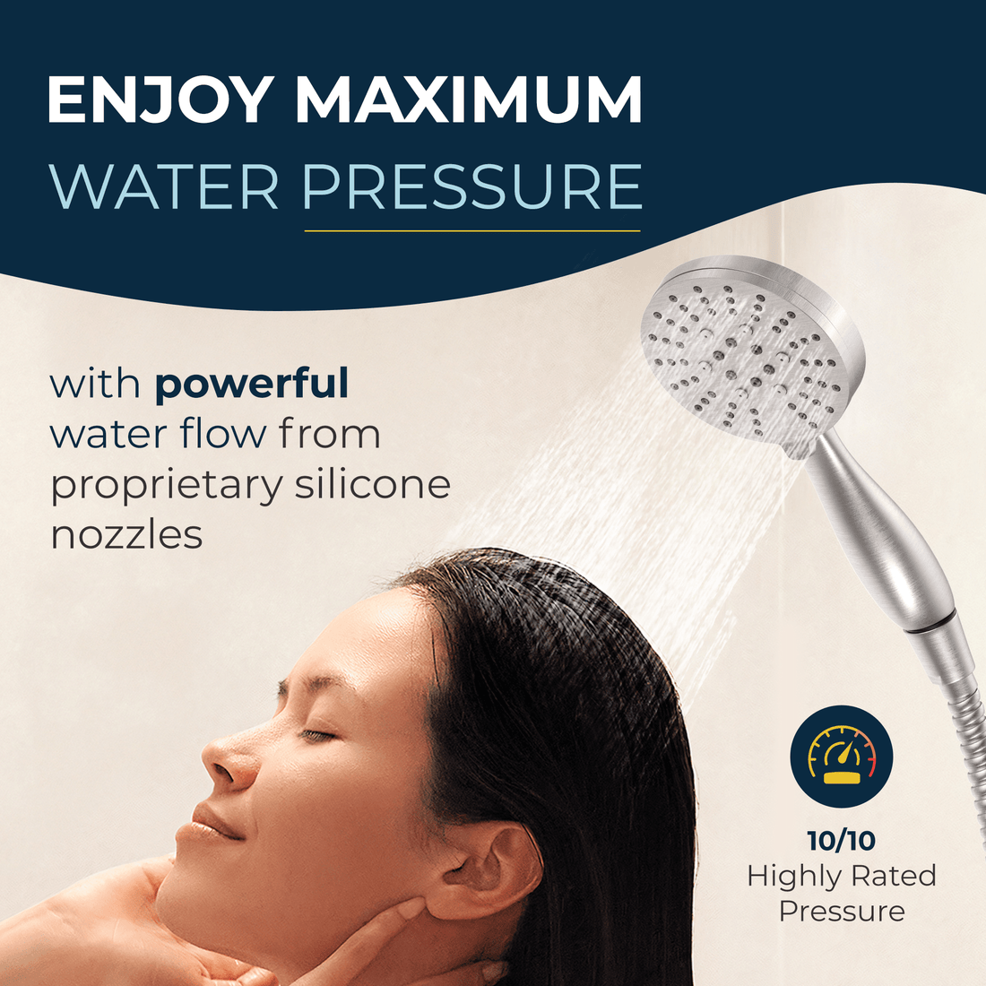 Maximum Water Pressure 3-Spray Handheld Shower Head Set with Valve and Trim Brushed Nickel / 2.5 - The Shower Head Store